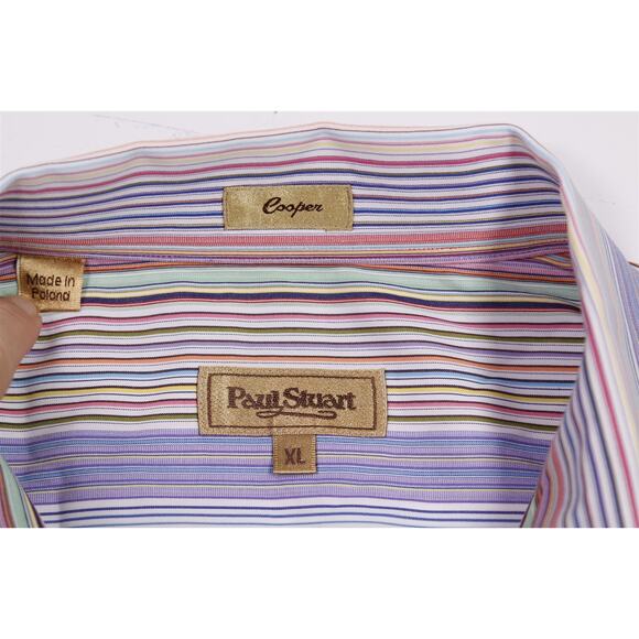 Paul Stuart Men's Rainbow Striped Button-Up Dress Shirt XL - Picture 6 of 7